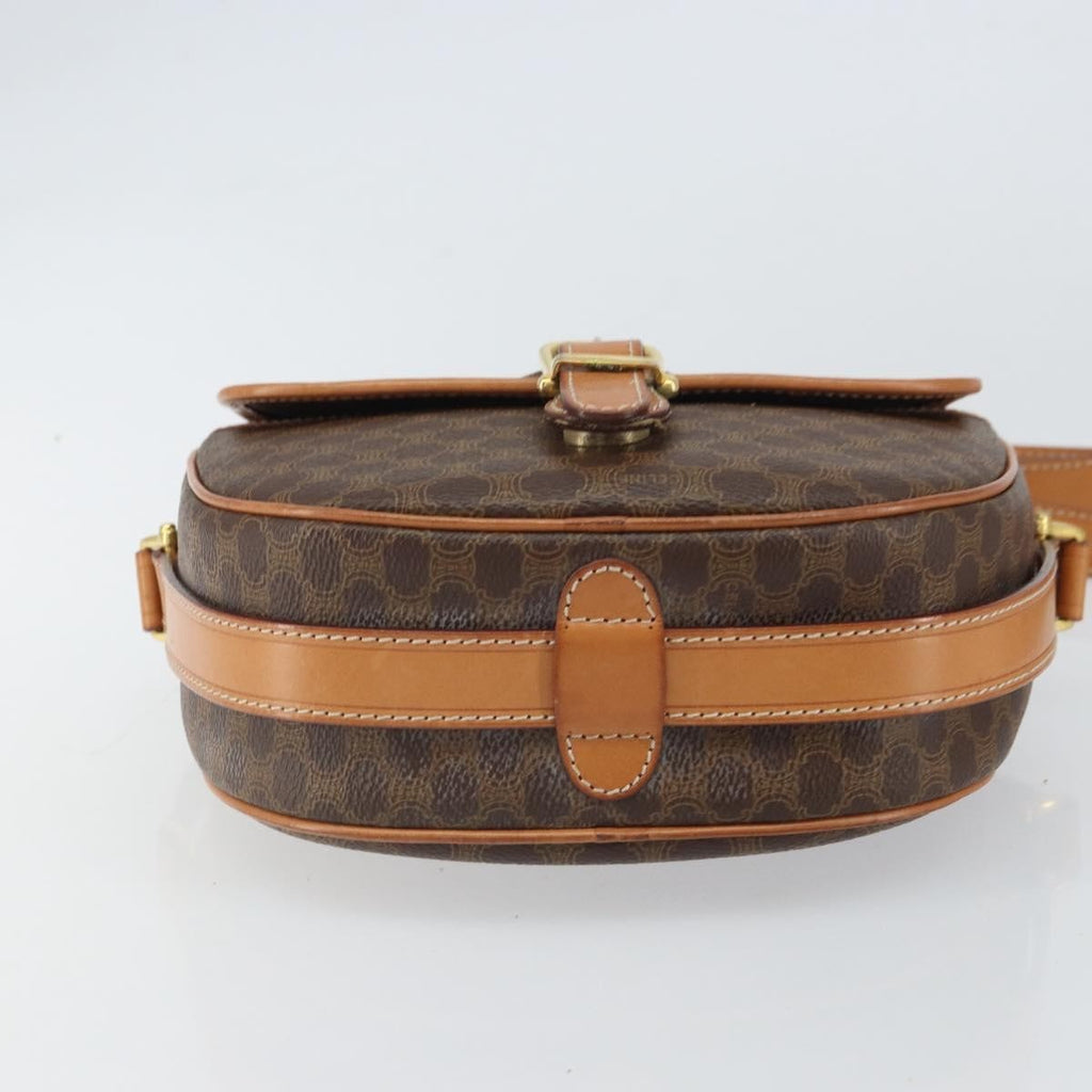 Celine Vintage Macadam Shoulder Bag Canvas And Leather Brown Canvas Shoulder Bag Bag