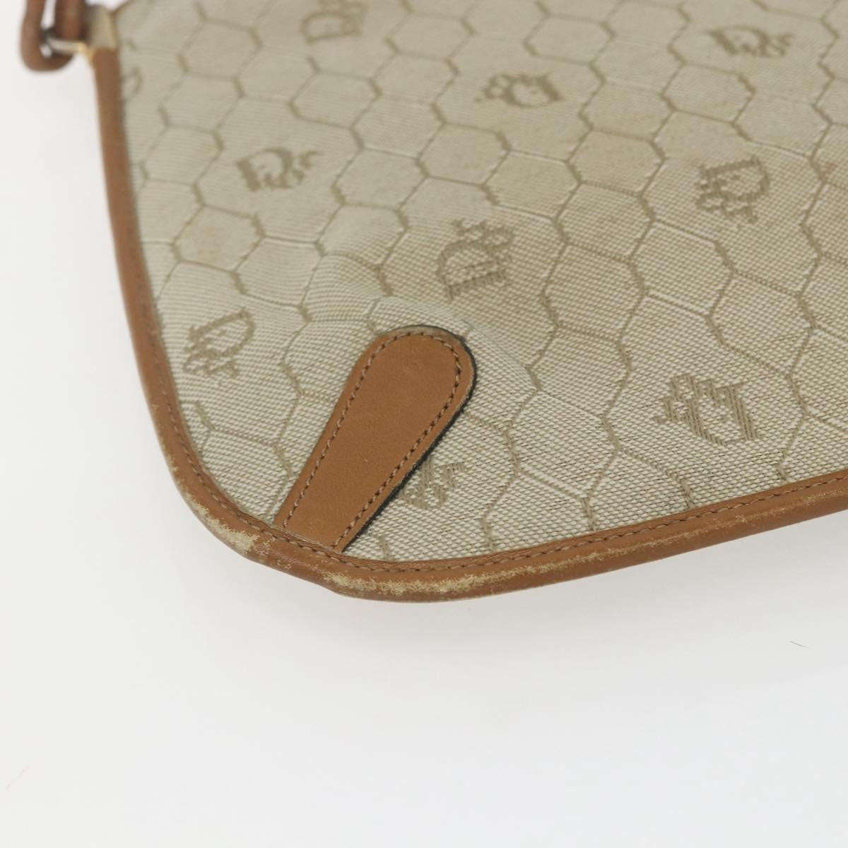 Christian Dior Vintage Honeycomb Shoulder Bag Canvas And Leather Beige Canvas Shoulder Bag Bag (Pre-Owned)