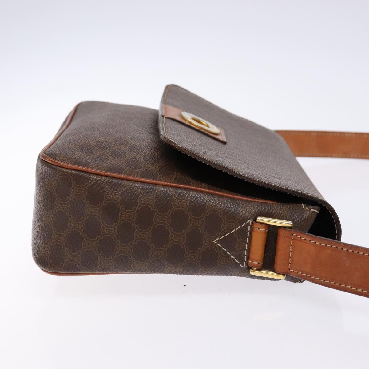 Celine Macadam Shoulder Bag Pvc Leather Brown Canvas Bag