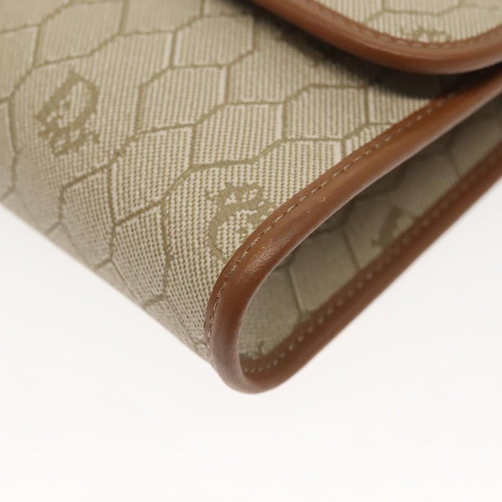 Christian Dior Vintage Honeycomb Chain Canvas Beige Canvas Bag (Pre-Owned)