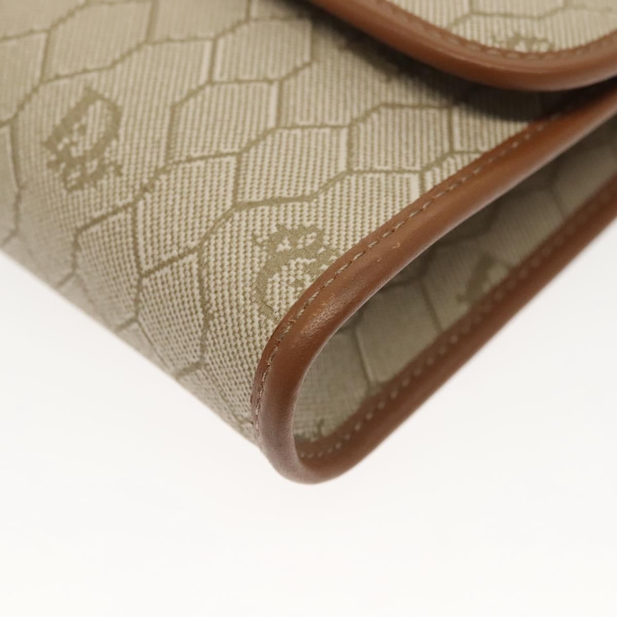 Christian Dior Vintage Honeycomb Chain Canvas Beige Canvas Bag (Pre-Owned)