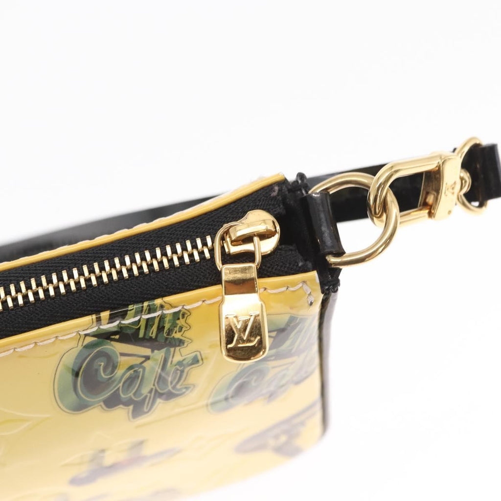 Louis Vuitton Pochette Accessoires Nm Limited Edition Stickers Monogram Vernis Yellow Patent_Leather Clutche & Pouche Bag