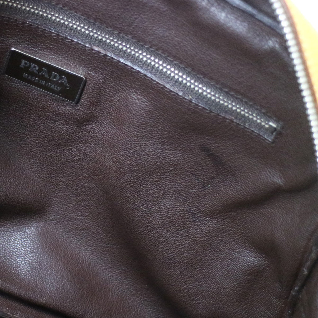 Prada Bowler Bag Saffiano Leather Beige Leather Handbag
