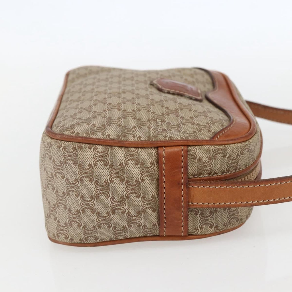 Celine Vintage Macadam Shoulder Bag Canvas And Leather Beige Canvas Shoulder Bag Bag