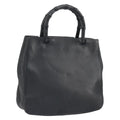 Gucci Vintage Bamboo Handle Bag Leather Black Leather Handbag (Pre-Owned)