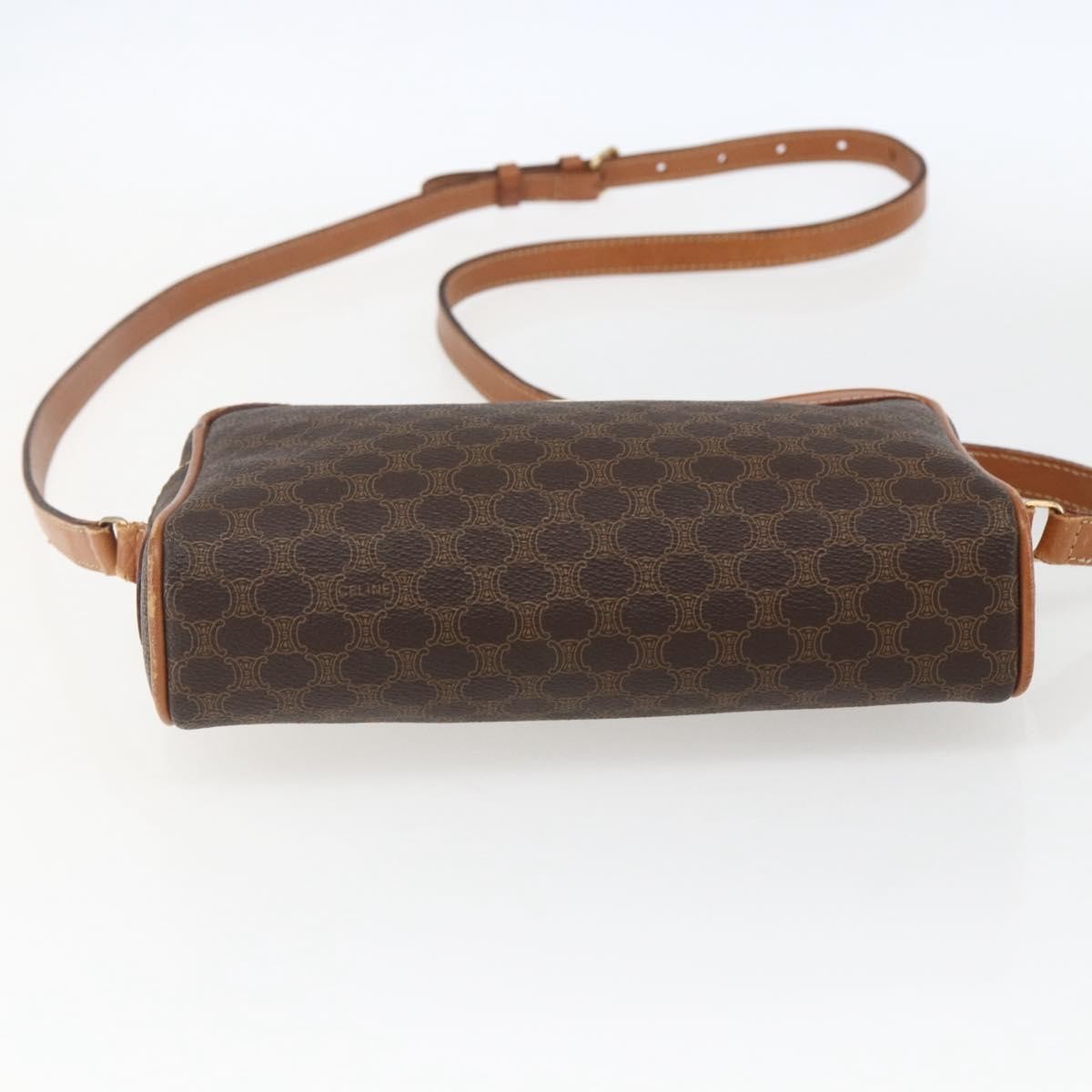 Celine Vintage Macadam Shoulder Bag Canvas And Leather Brown Canvas Shoulder Bag Bag