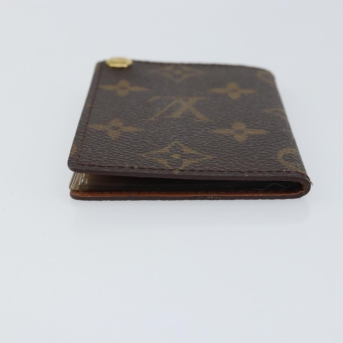Louis Vuitton Porte Cartes Pression Card Case Monogram Canvas Brown Canvas Card Holders Accessory