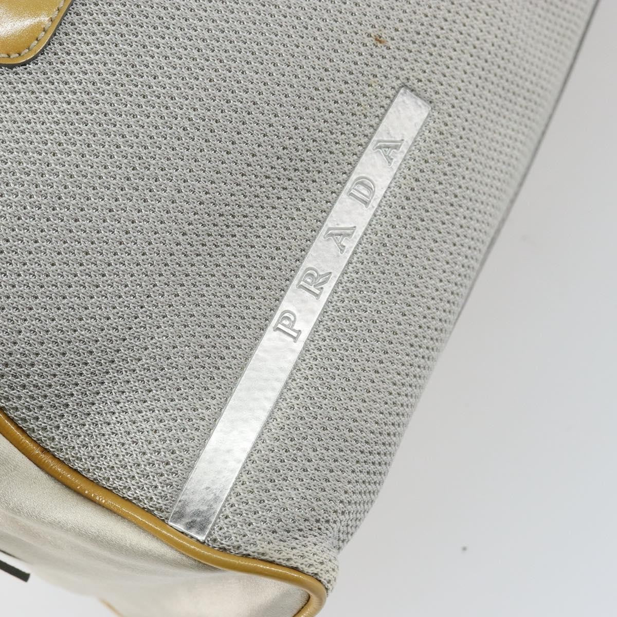 Prada Vintage Zip Handbag Tessuto Silver Nylon Handbag