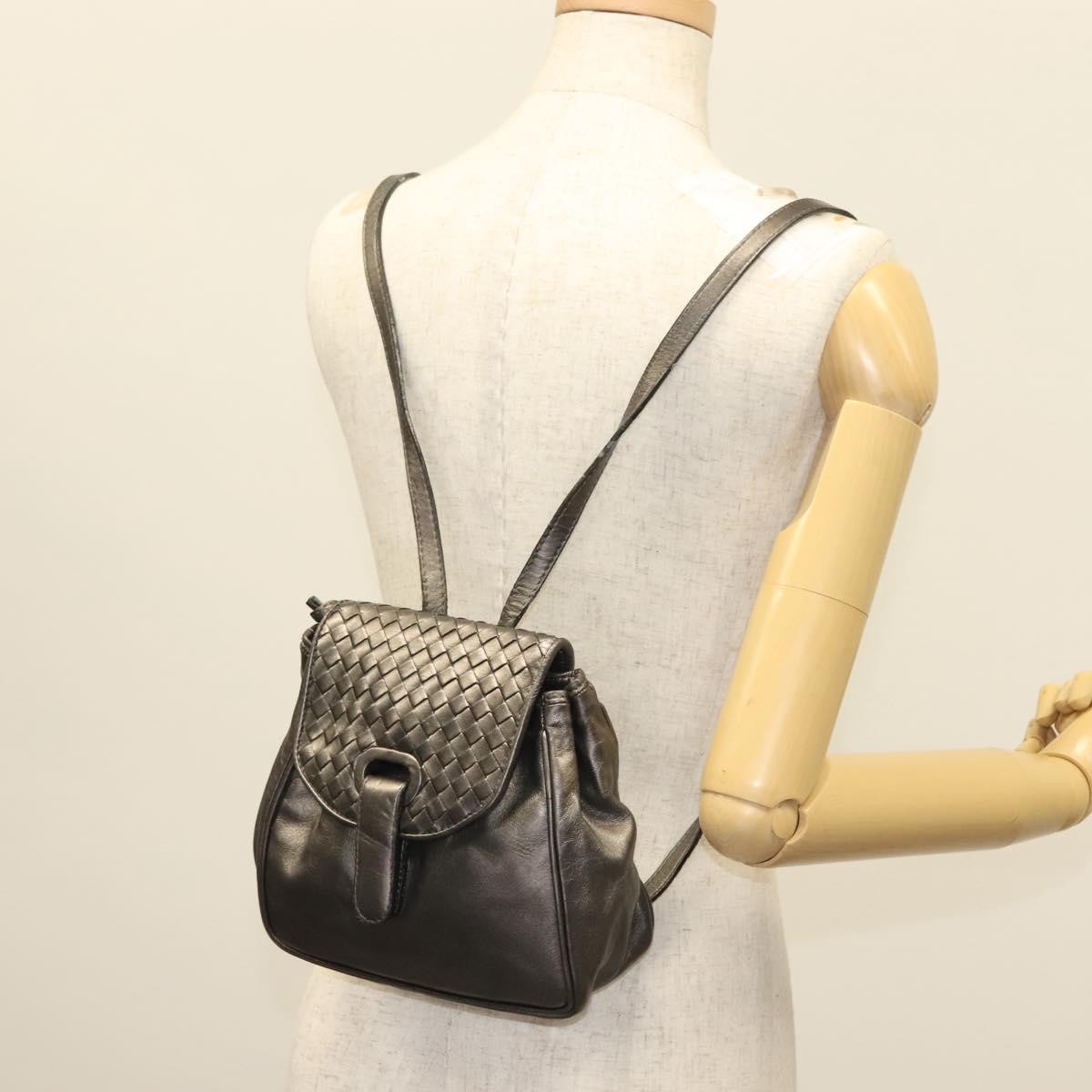 Bottega Veneta Intrecciato Backpack Patent Leather Metallic Leather Backpack Bag
