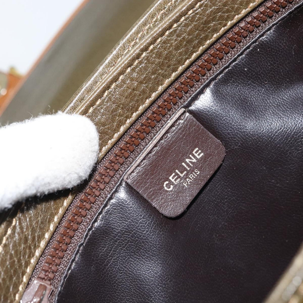 Celine Vintage Shoulder Bag Leather Khaki Leather Shoulder Bag Bag