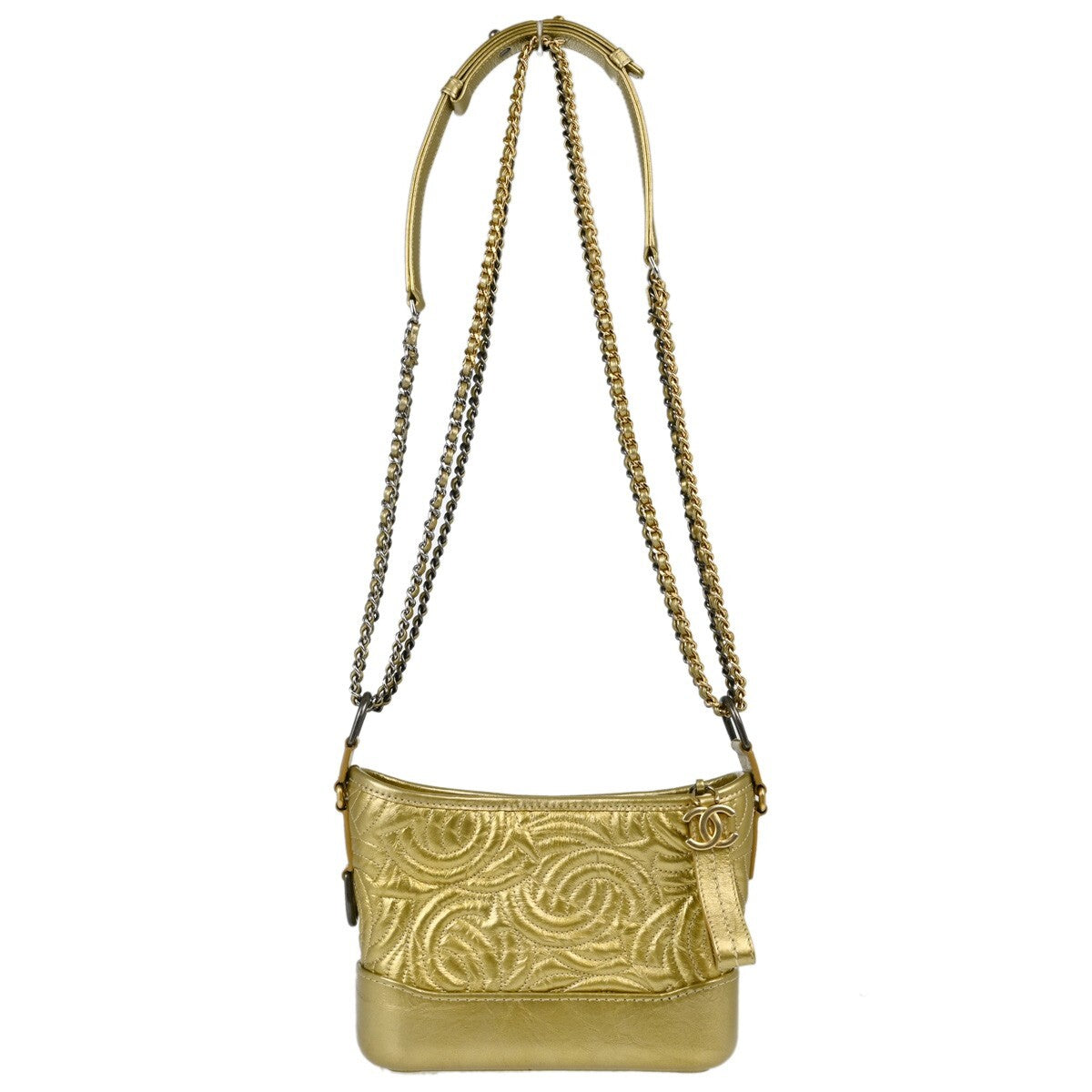 Chanel Gabrielle Hobo Quilted Metallic Aged Calfskin Gold Leather Shoulder Bag Bag