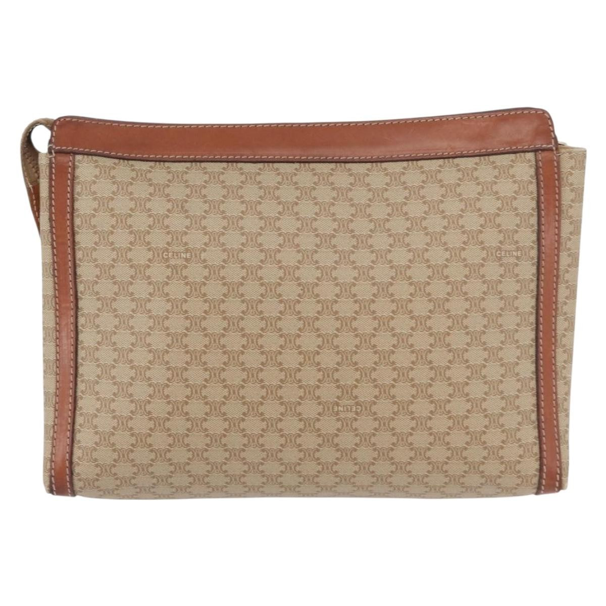 Celine Macadam Pochette Canvas And Leather Beige Canvas Clutche & Pouche Bag