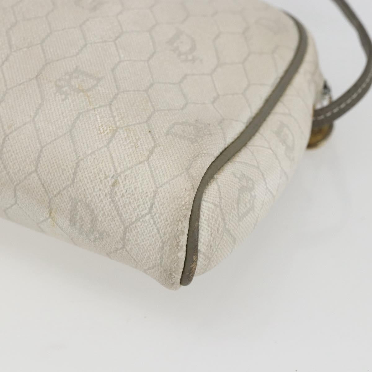 Christian Dior Vintage Honeycomb Shoulder Bag Canvas And Leather White Canvas Shoulder Bag Bag (Pre-Owned)