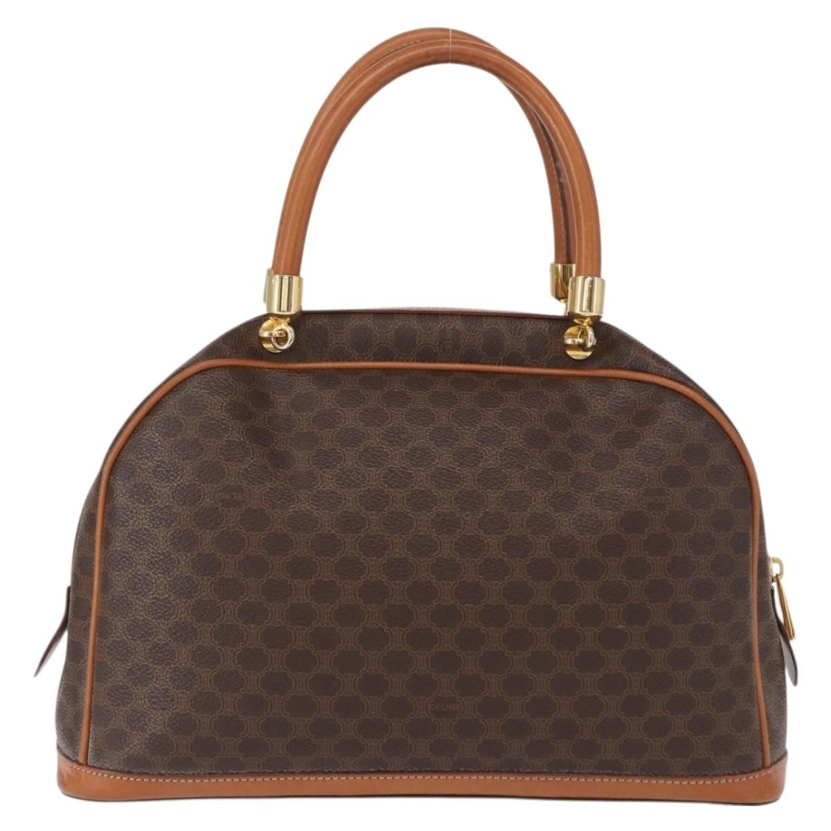 Celine Vintage Macadam Handbag Canvas And Leather Brown Canvas Handbag