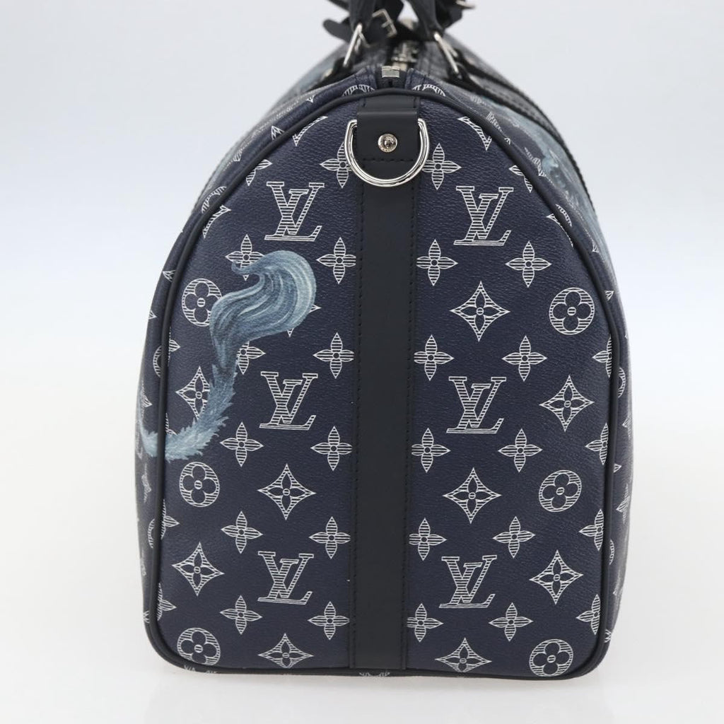 Louis Vuitton Keepall Bandouliere Bag Limited Edition Chapman Savane Monogram Canvas Navy Canvas Travel Bag