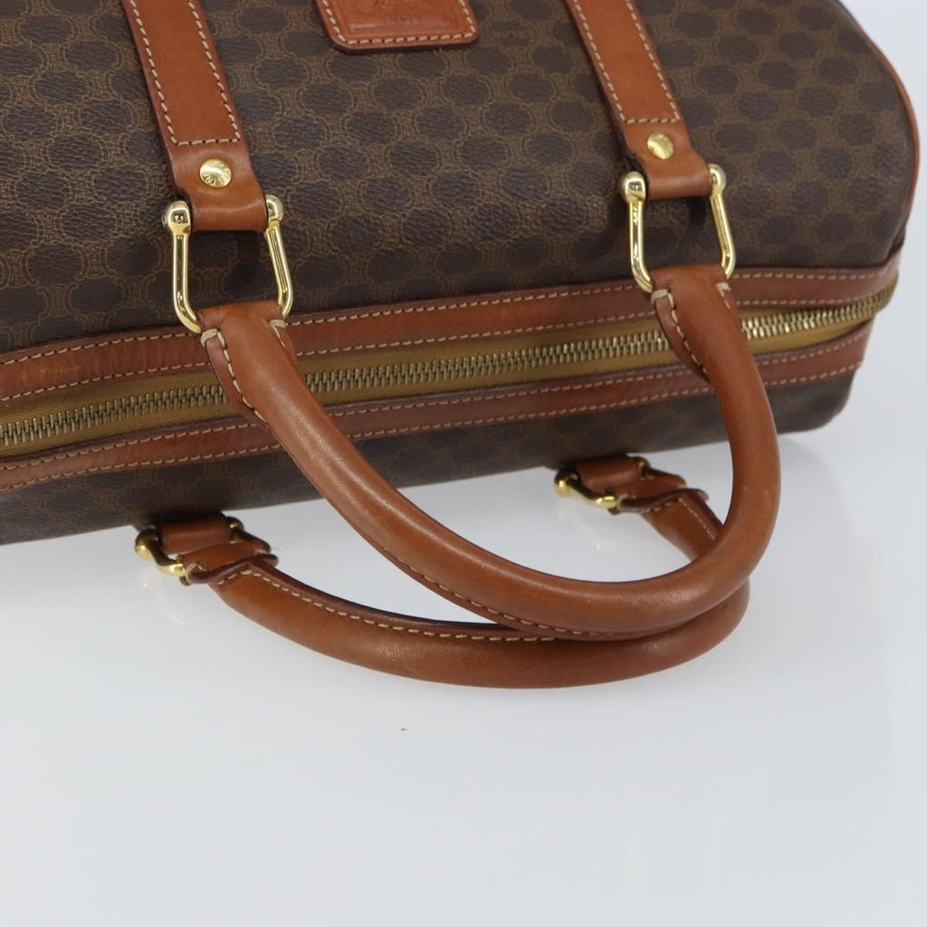 Celine Vintage Macadam Boston Bag Canvas Brown Canvas Handbag