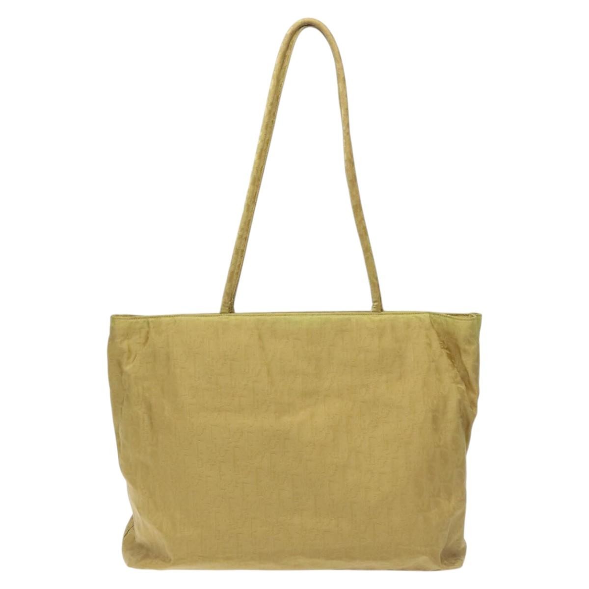 Christian Dior Vintage Lady Dior Tote Canvas Yellow Canvas Tote Bag Bag (Pre-Owned)