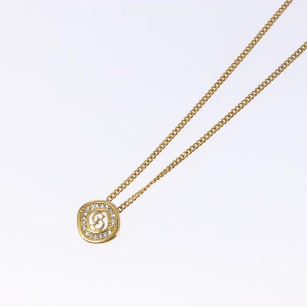 Christian Dior Cd Round Pendant Necklace Metal And Crystals Gold Metal Jewelry (Pre-Owned)