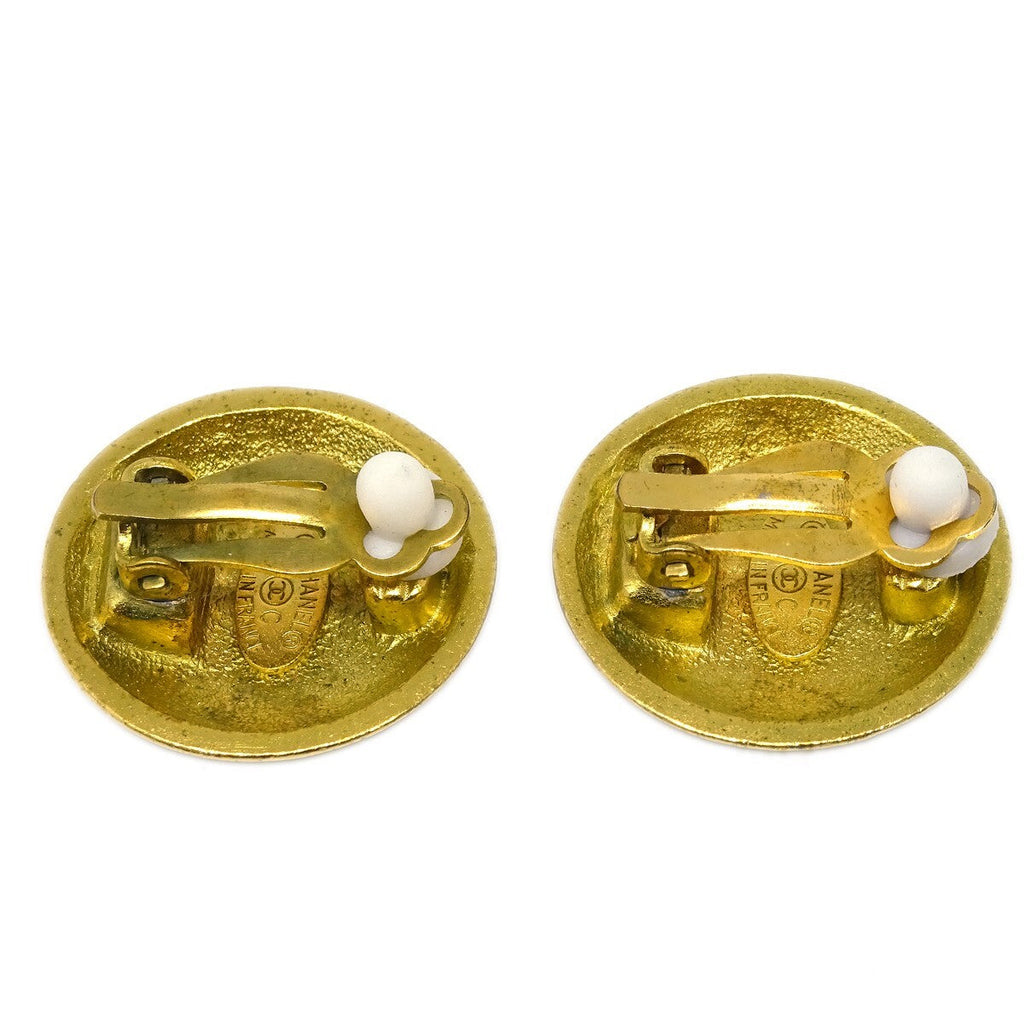 Chanel Vintage Cc Round Clip-On Earrings Metal Gold Gold_Plated Earrings Jewelry