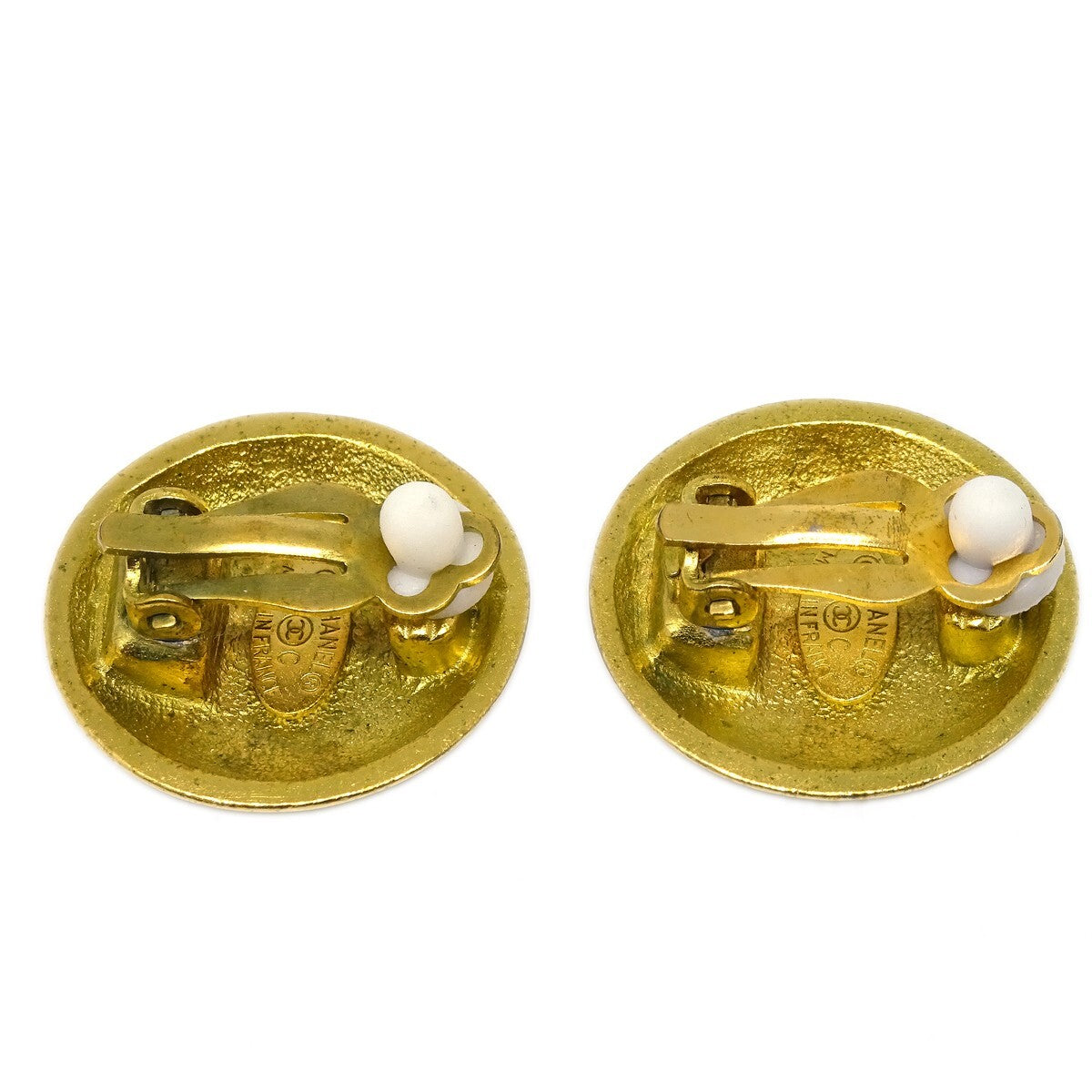 Chanel Vintage Cc Round Clip-On Earrings Metal Gold Gold_Plated Earrings Jewelry