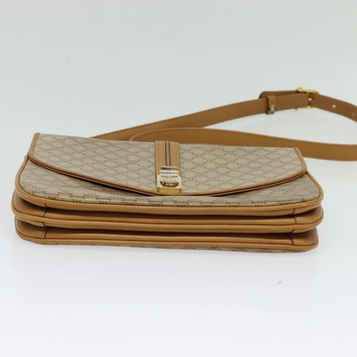 Celine Macadam Shoulder Bag Pvc Leather Beige Canvas Bag
