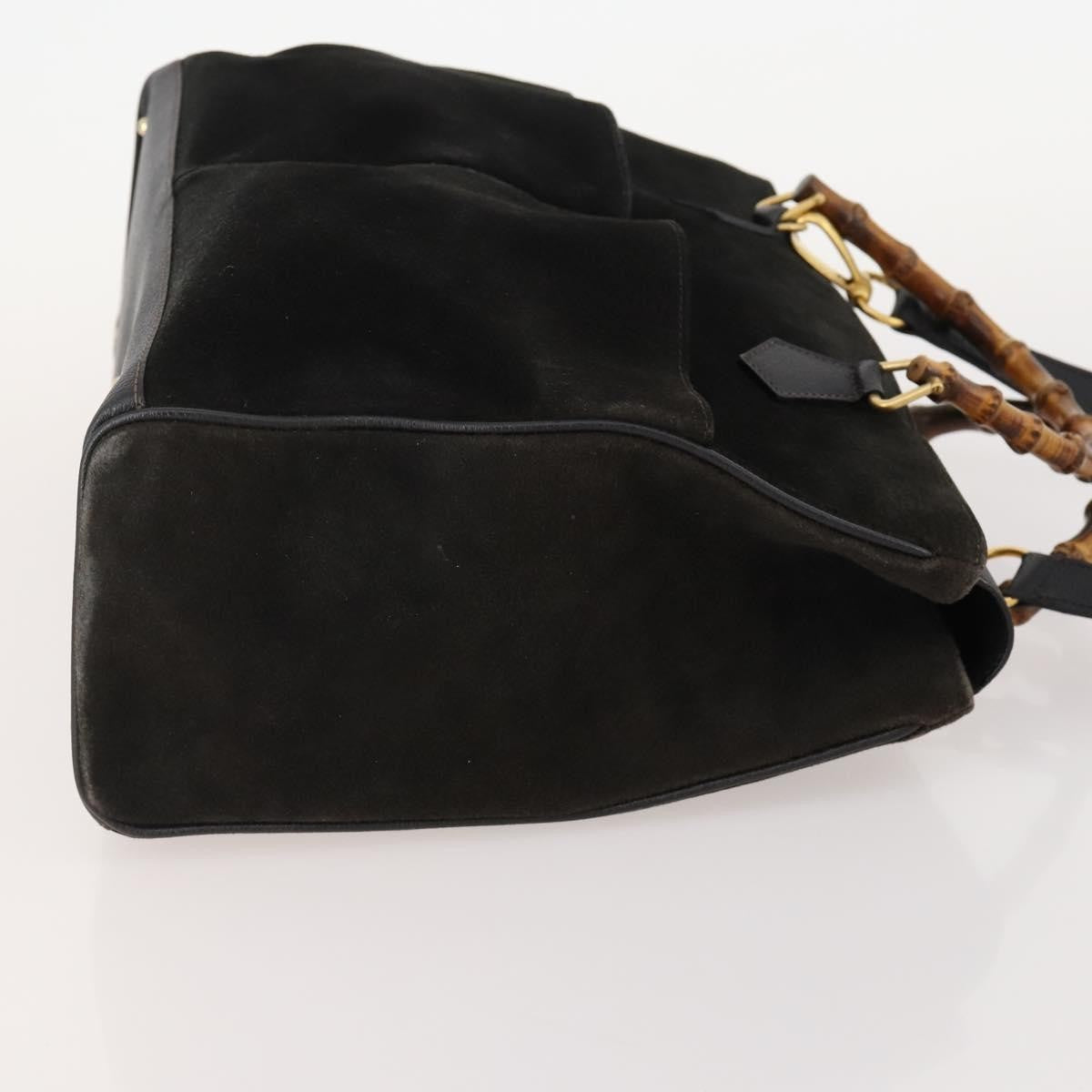 Gucci Vintage Diana Bamboo Top Handle Tote Ostrich Black Suede Tote Bag Bag (Pre-Owned)