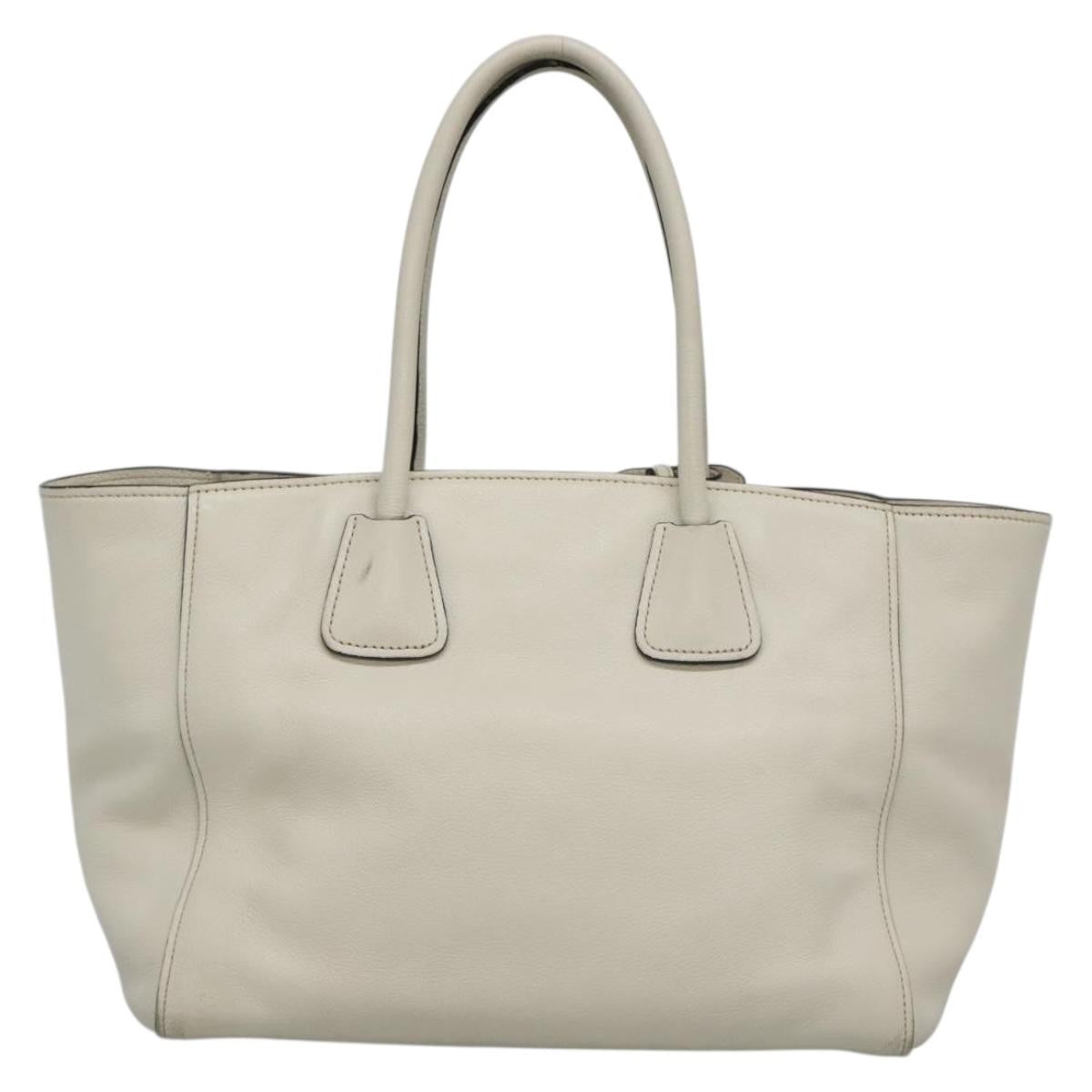 Prada Front Pocket Wing Convertible Tote Vitello Daino White Leather Tote Bag Bag