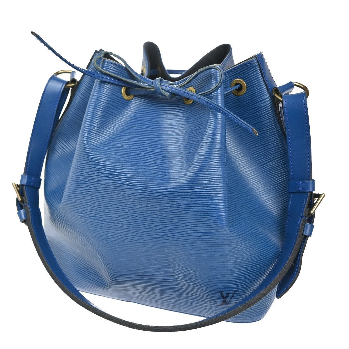 Louis Vuitton Petit Noe Handbag Epi Leather Blue Leather Shoulder Bag