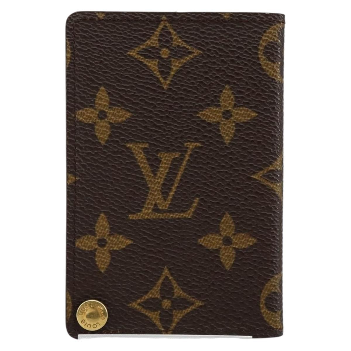 Louis Vuitton Porte Cartes Pression Card Case Monogram Canvas Brown Canvas Card Holders Accessory