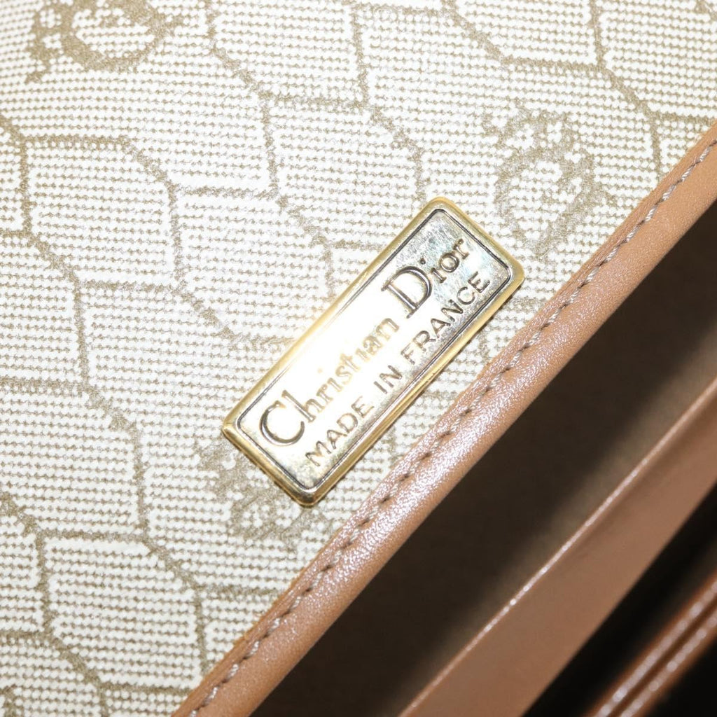 Christian Dior Vintage Honeycomb Chain Canvas Beige Canvas Shoulder Bag Bag (Pre-Owned)