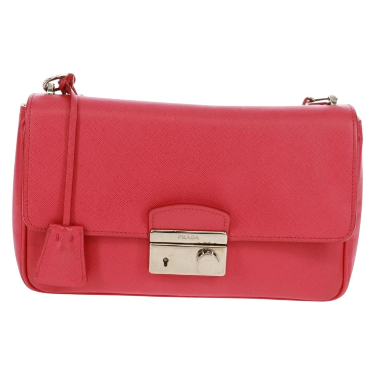 Prada Sound Chain Shoulder Bag Saffiano Leather Red Leather Shoulder Bag Bag