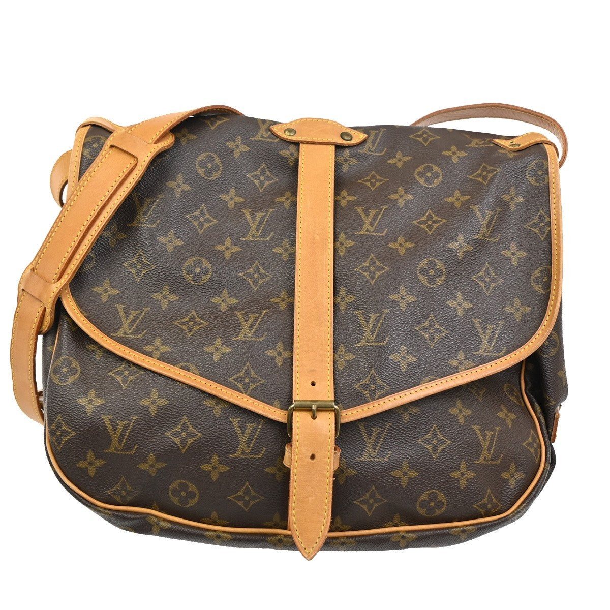 Louis Vuitton Saumur Handbag Monogram Canvas Brown Canvas Shoulder Bag