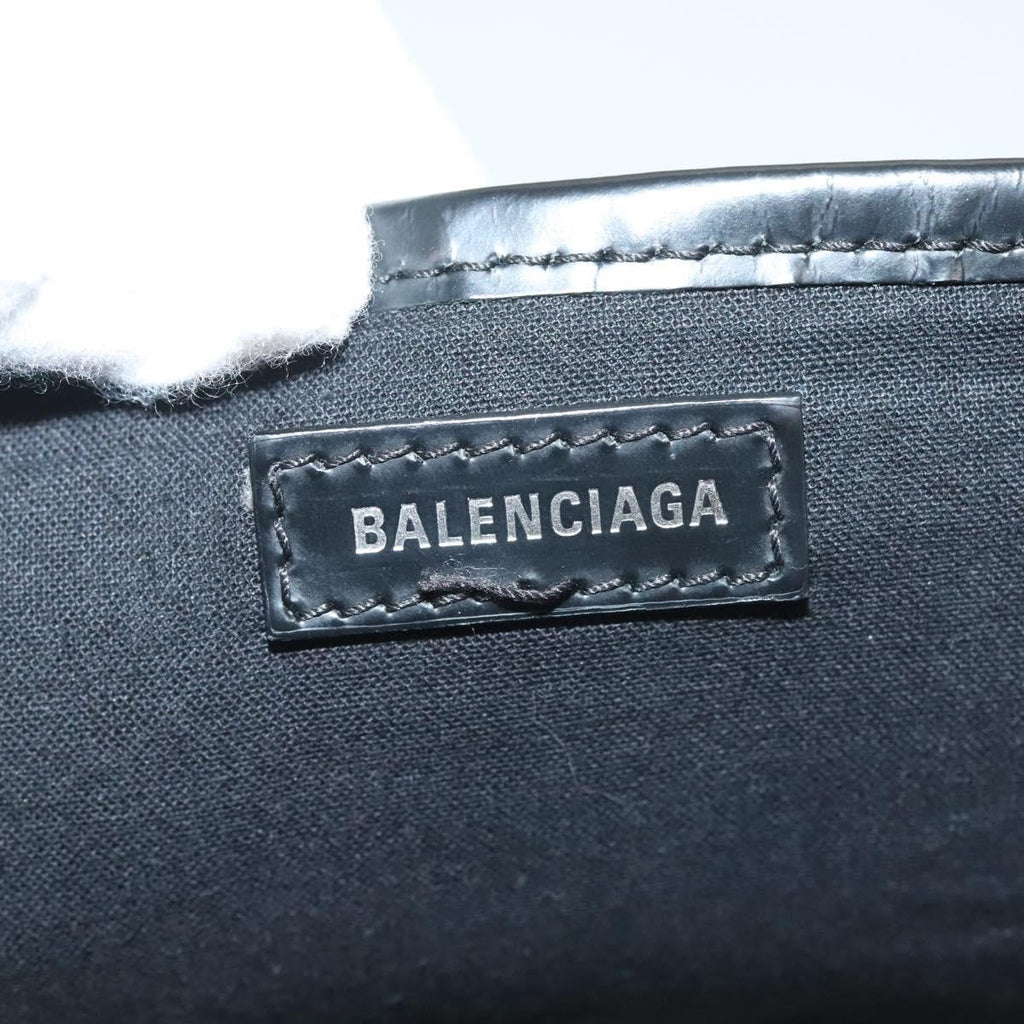 Balenciaga Navy Cabas Canvas With Leather White Canvas Tote Bag