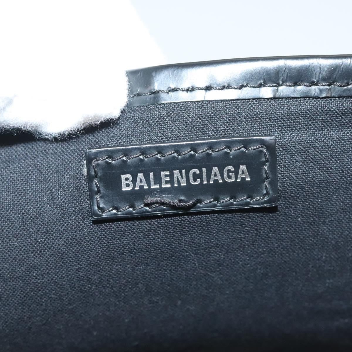 Balenciaga Navy Cabas Canvas With Leather White Canvas Tote Bag