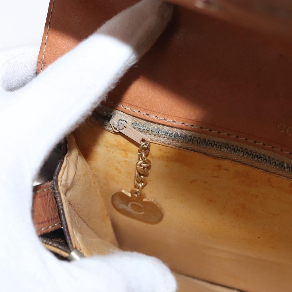 Celine Vintage Horse Carriage Macadam Shoulder Bag Canvas Brown Pvc Shoulder Bag Bag