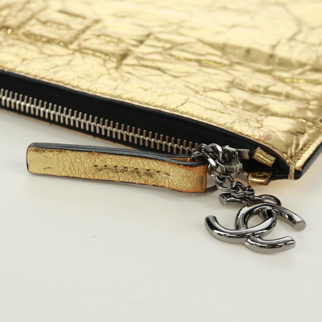 Chanel Feminine Pouch Crinkled Leather Gold Leather Clutche & Pouche Bag