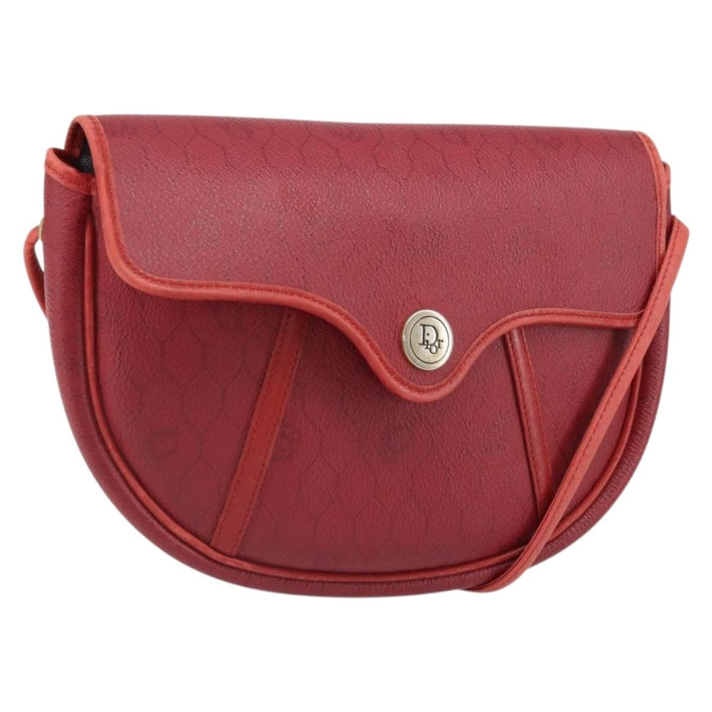 Christian Dior Vintage Honeycomb Flap Crossbody Bag Coated Canvas Red Pvc Shoulder Bag Bag (Pre-Owned)