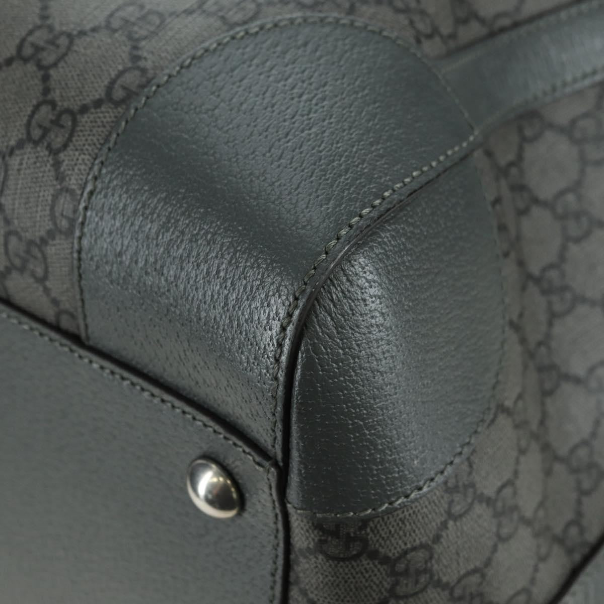 Gucci Web Trim Weekend Duffle Bag Gg Coated Canvas Gray Pvc Handbag (Pre-Owned)