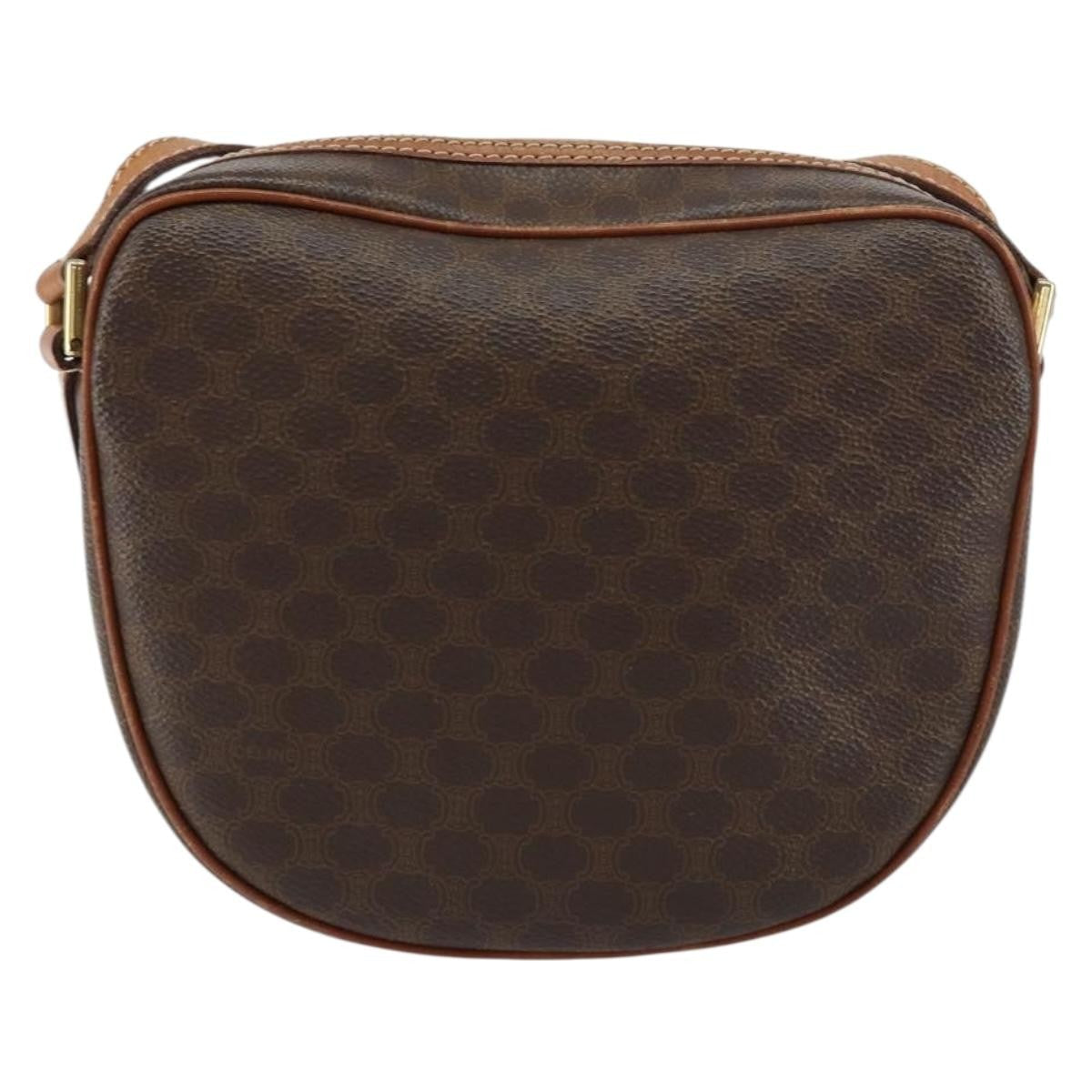 Celine Vintage Macadam Shoulder Bag Canvas And Leather Brown Canvas Shoulder Bag Bag