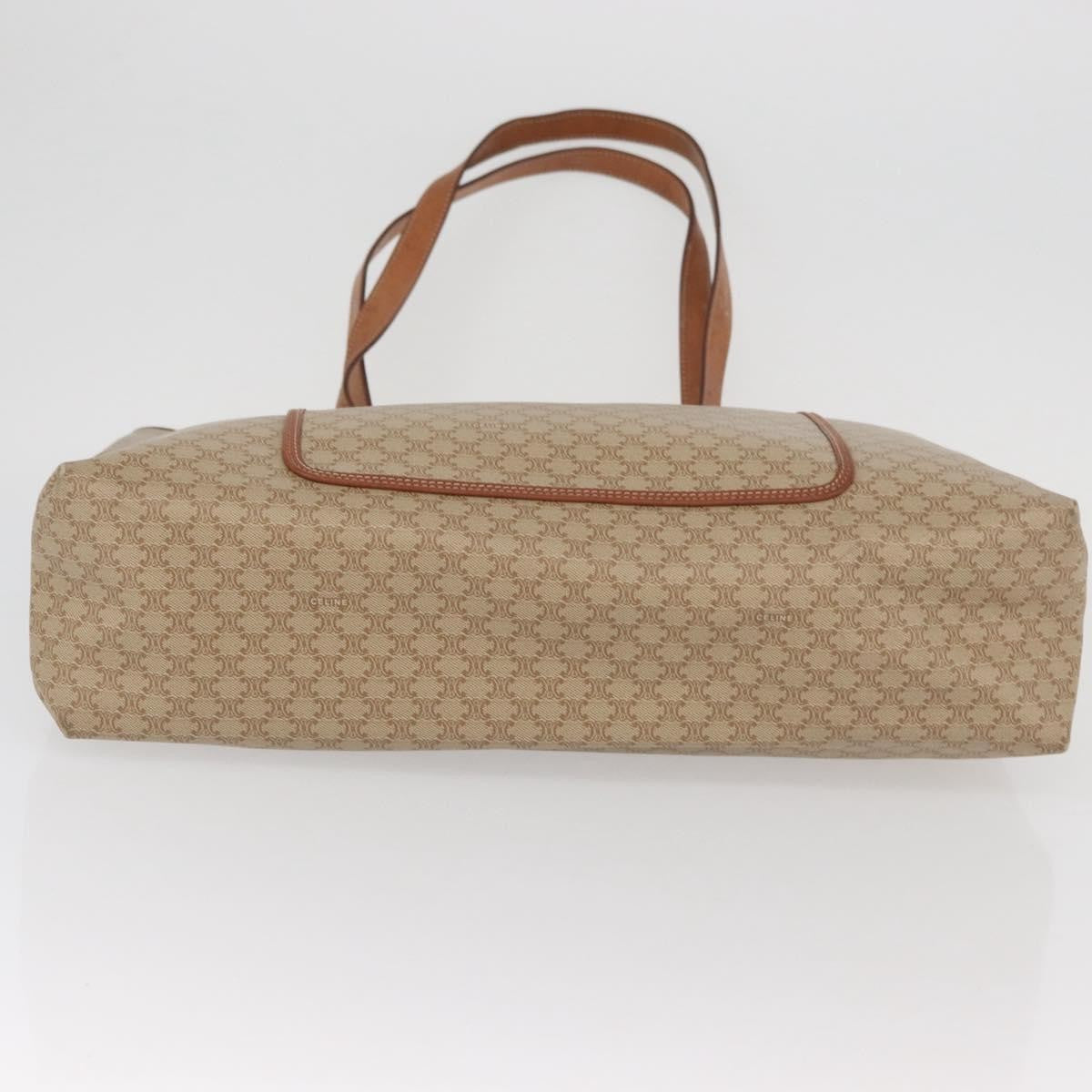 Celine Vintage Macadam Tote Bag Canvas And Leather Beige Canvas Tote Bag Bag