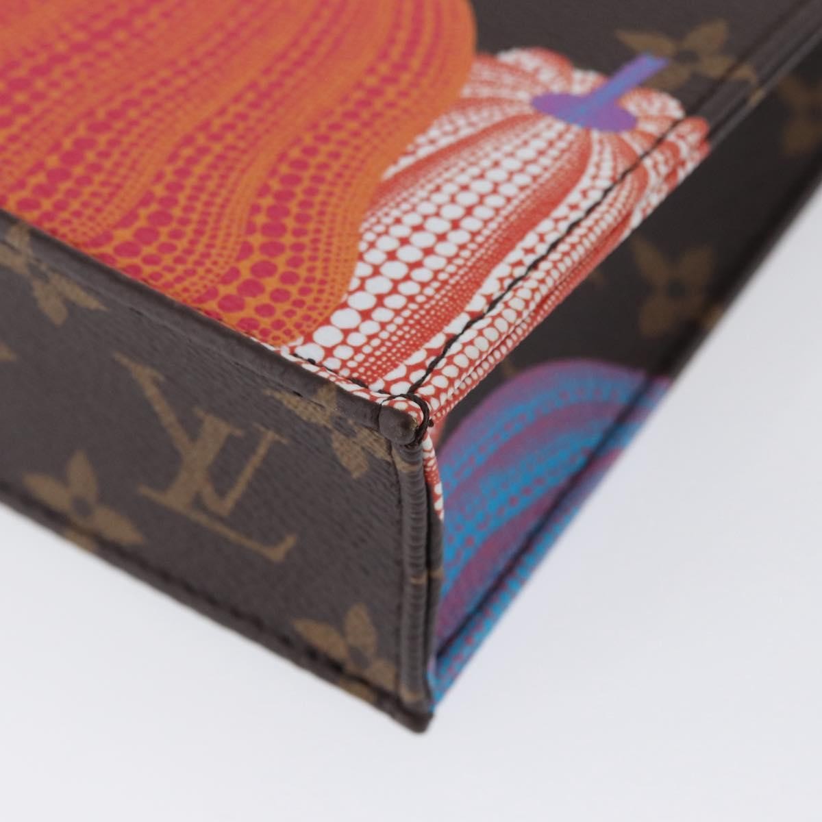 Louis Vuitton Petit Sac Plat Bag Yayoi Kusama Pumpkins Monogram Canvas Brown Canvas Handbag