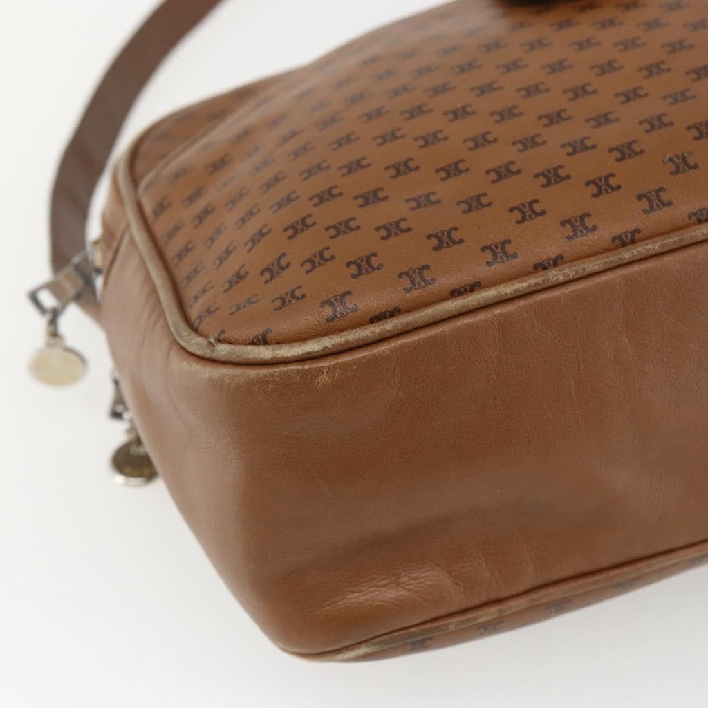 Celine Vintage Macadam Shoulder Bag Canvas And Leather Brown Canvas Shoulder Bag Bag