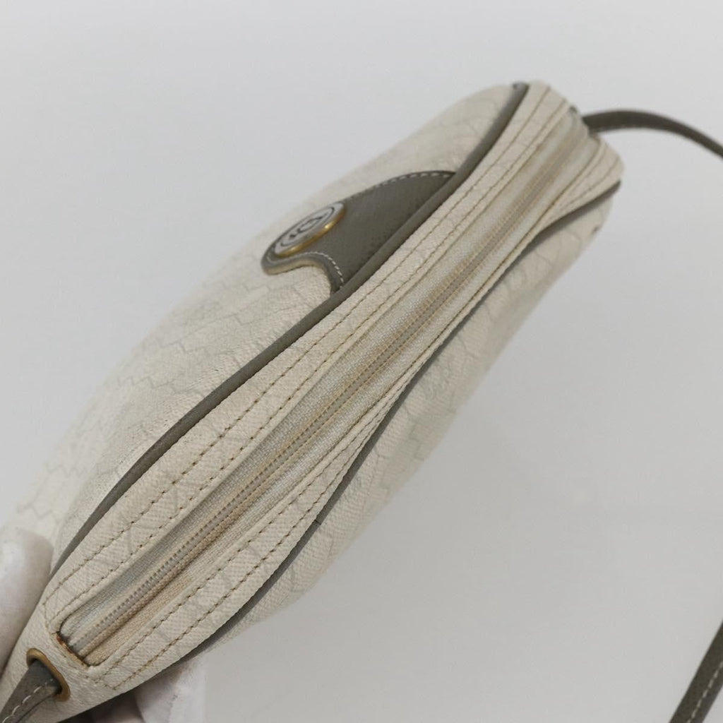 Christian Dior Vintage Honeycomb Shoulder Bag Canvas And Leather White Canvas Shoulder Bag Bag (Pre-Owned)