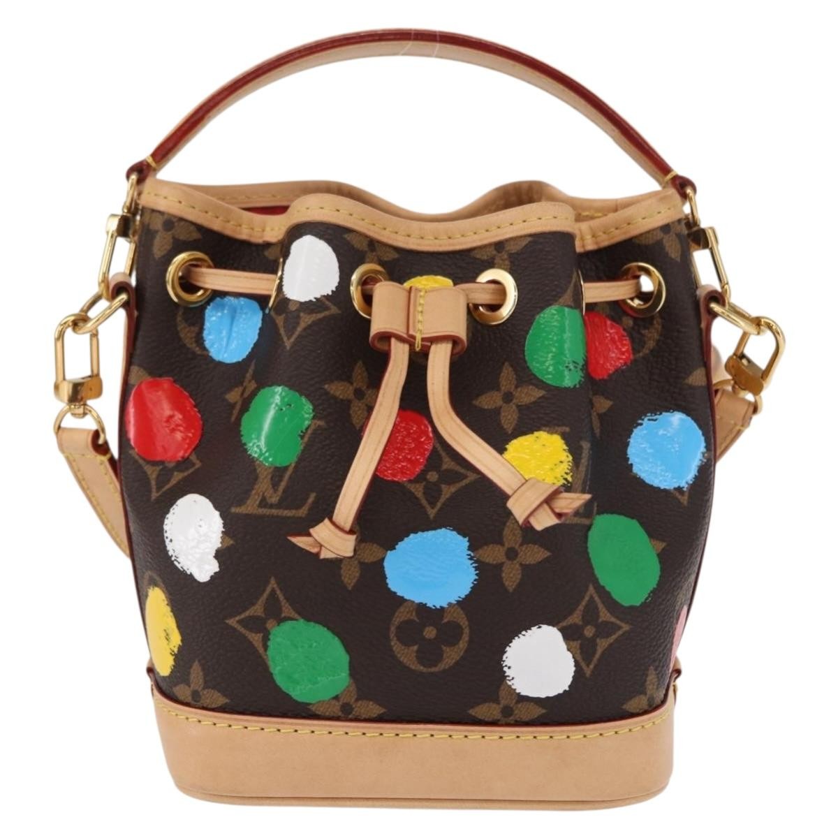 Louis Vuitton Noe Handbag Yayoi Kusama Painted Dots Monogram Canvas Brown Canvas Handbag