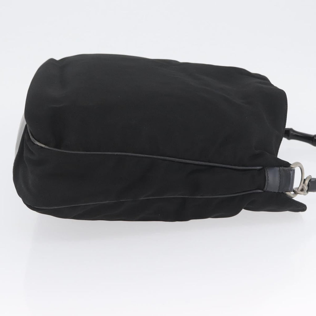 Gucci Vintage Bamboo Handle Bag Nylon Black Nylon Handbag (Pre-Owned)
