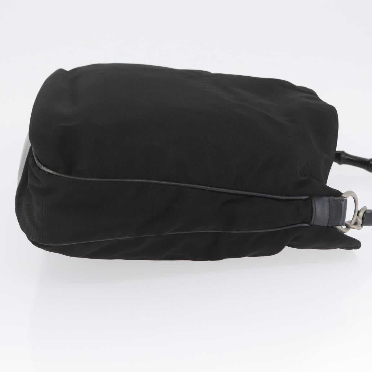 Gucci Vintage Bamboo Handle Bag Nylon Black Nylon Handbag (Pre-Owned)