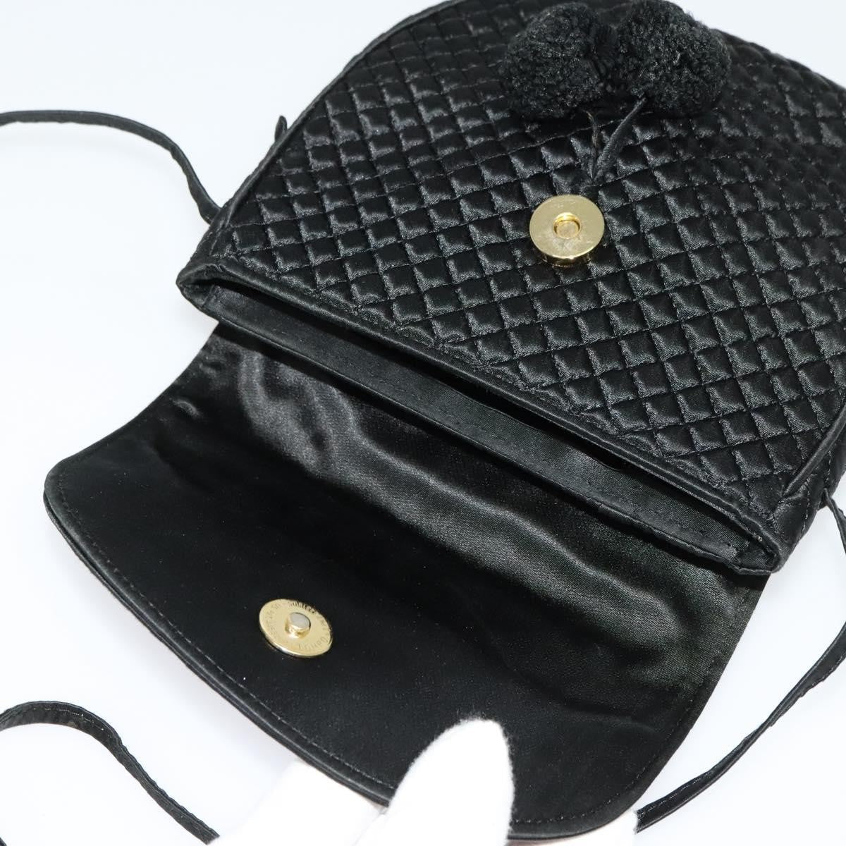 Bottega Veneta Intrecciato Clutch Bag Calfskin Black Satin Shoulder Bag Bag
