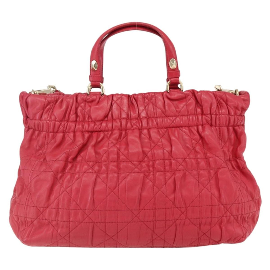 Christian Dior Delices Tote Cannage Quilt Leather Red Leather Tote Bag Bag (Pre-Owned)