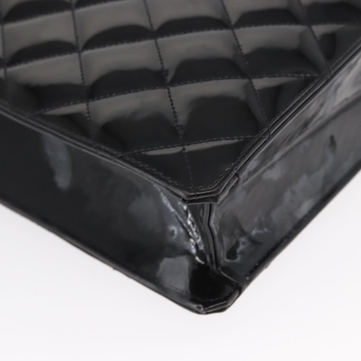 Chanel Chocolate Bar Tote Leather Black Patent_Leather Handbag