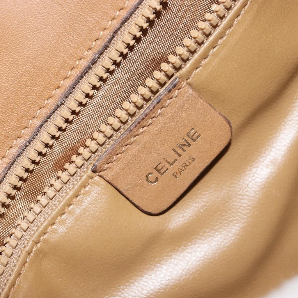Celine Macadam Shoulder Bag Canvas Beige Canvas Shoulder Bag Bag